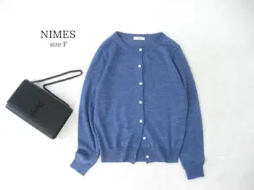 새상품급! NIMES 니임 긴팔 가디건 F 울 혼방 크루넥 아크릴 혼방