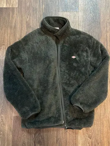 단톤 하이 파일 스탠드 카라 플리스 블루종 차콜 그레이