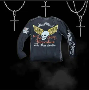 REALMASTERS 리얼 마스터즈 스컬 바이크 긴팔 T