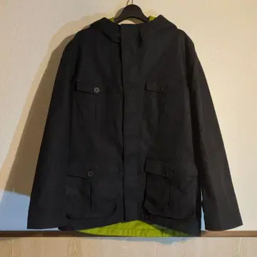 LACOSTE 후드 부착 마운틴 후드티 블랙/그린