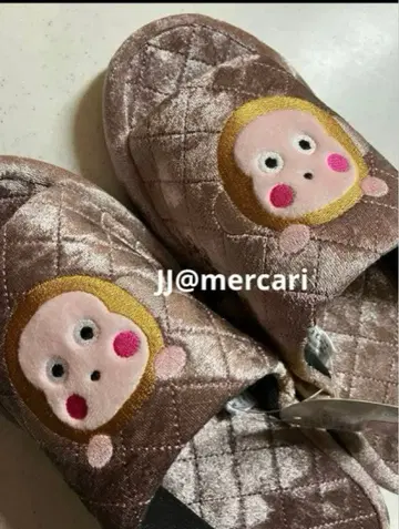 산리오 오사루노몬키치 자수 슬리퍼 벨로아 룸슈즈