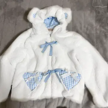 곰돌이 귀 하트 포켓 블루종