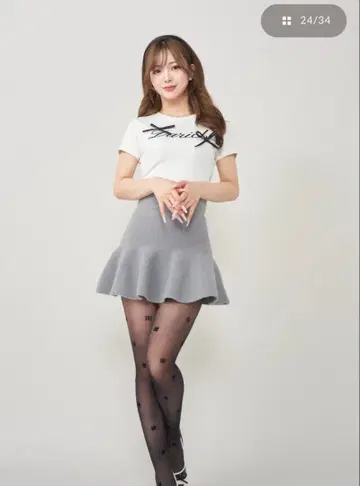 Darich 하이웨스트 니트 미니 스커트 그레이(FL)