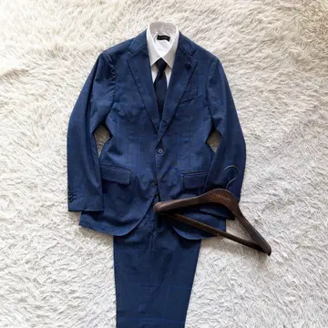 [컨디션 최상] LARDINI 신규 로고 블루 울 수트 부토니에르 46