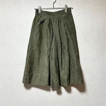 린지이 여성용 L 카키 와이드 팬츠 가우초풍 허리밴딩 코디