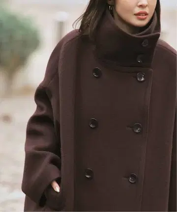 이번 시즌! 스탠드 카라 오버코트 브라운