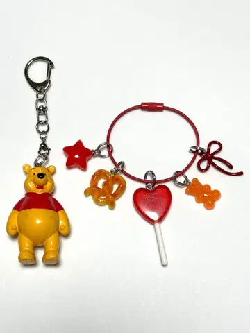 푸우 레트로 키링 주렁주렁 키링 2개 세트 판매(178)