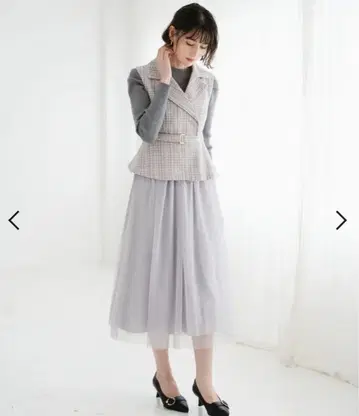 트위드 베스트 원피스 & 시어 라메 상의
