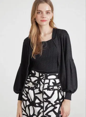 핑키앤다이안 2024년 신상 집업 라메 니트 블루종