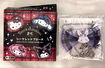 산리오 위시미멜 시크릿 브로치 체크 무늬 리본