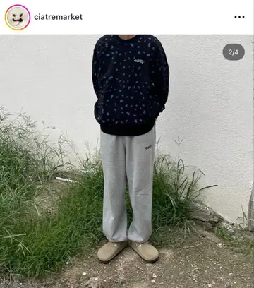 ciatre 레오파드 무늬 맨투맨 자수 택