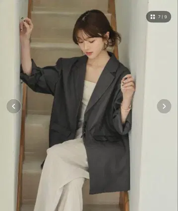 raffime 오버 사이즈 멜란지 테일러드 자켓 그레이