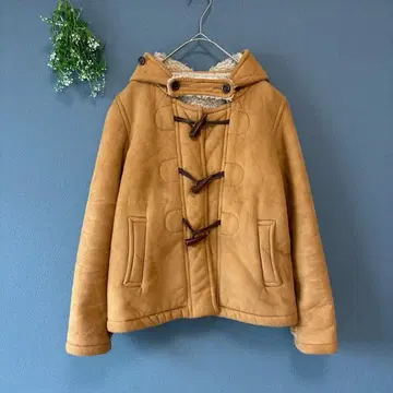 차오패닉 ( F ) 캐주얼 따뜻한 보아 후드 부착 페이크 무스탕 코트