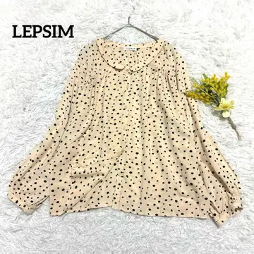 LEPSIM 렙심 블라우스 둥근 카라 도트 얇은 소재 루즈핏 베이지