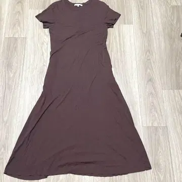 언타이틀 원피스 A라인 브라운 무지 평상복 롱 캐주얼 플레어