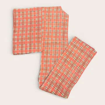 [ 기장 160cm ] 기모노 코몬 순수 실크 체크 오렌지 핑크