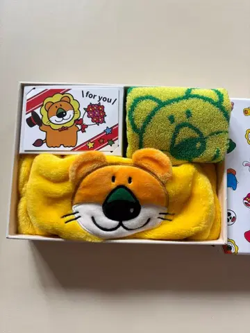 사자형 헤어밴드와 곰형 타월 세트