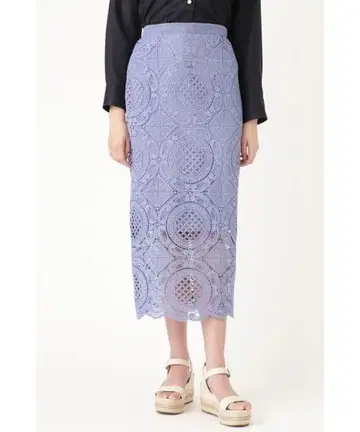 질스튜어트 서클 레이스 롱 타이트 스커트 0 S 사이즈 블루 파랑