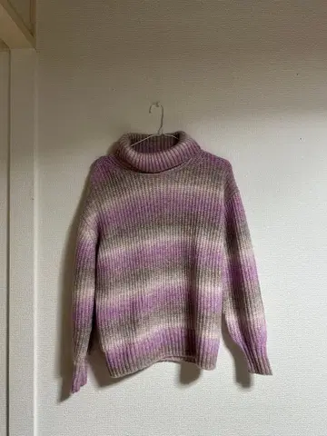 Gap 리브 터틀넥 스웨터 보라색과 그레이