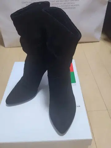 긴자 카네마츠 스웨이드 부츠 블랙 22.5cm