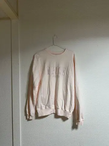 한국 라이트 핑크 프린트 로고 맨투맨