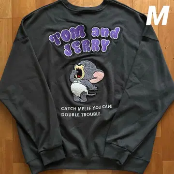 새상품 톰과 제리 하품 타피 트레이닝복 사가 자수 긴팔 쭈리 M
