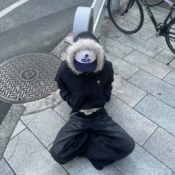 elev 퍼 자켓 블랙 y2k 스트릿