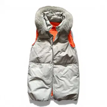 카키 x 오렌지 다운 베스트