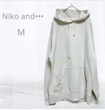 니코앤드 후드 부착 후드티 M 아이보리 오버 사이즈 루즈핏