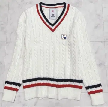 JUN&ROPE 케이블 니트 칠드런 니트 V넥 골프웨어 자수