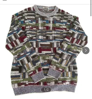 기하학 패턴 멀티 컬러 니트 스웨터