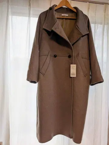 미사용 택 포함 Simplicite W 비버 코쿤 스탠드 카라 롱 코트