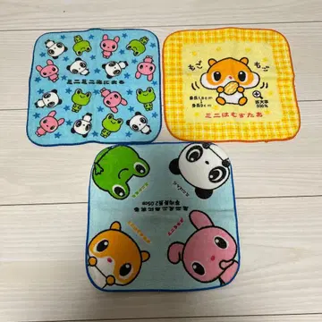 헤이세이 레트로 미니미니 애니멀 타월 손수건 3개