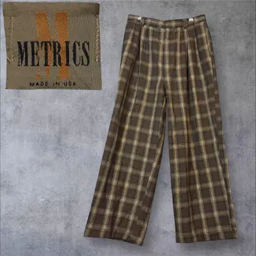 USA제 90s METRICS 초와이드 3턱 슬랙스 밑단 더블 베이지