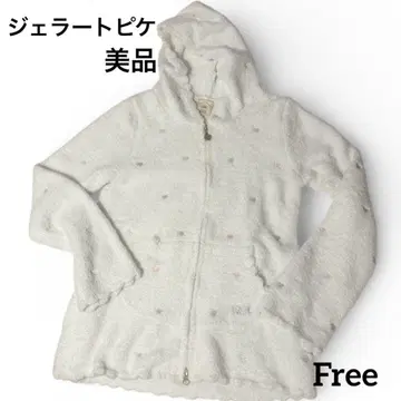 새상품급 젤라또피케 하트 도트 무늬 모코모코 후드티 화이트 Free