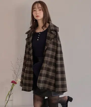 [ 익명 배송 ] mideal 체크 오버 자켓