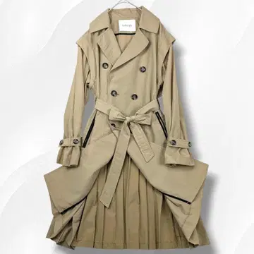 24aw 라리아무 2way 트렌치코트 백 플리츠 롱 코트