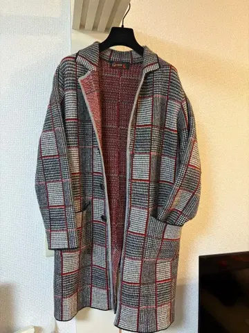 GRABRE 체크 무늬 캐시미어 트렌치코트