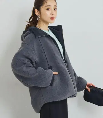 un dix cors 배색 후드 보아 코트