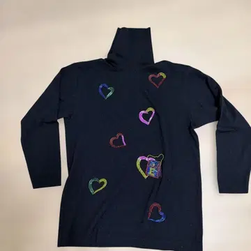 에스카다 블랙 터틀넥 스웨터 하트 38