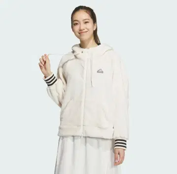 [ 완판템 ] adidas 루즈핏 샤기 후드티 화이트 복슬복슬 후드티