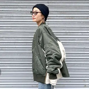 [ Ungrid ] 보아 콤비 블루종 MA1 카키