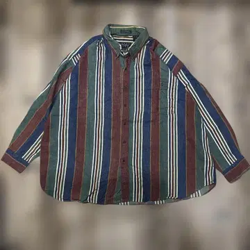 COTTON ROW 멀티 스트라이프 던가리 소재 셔츠 4XB(6L)