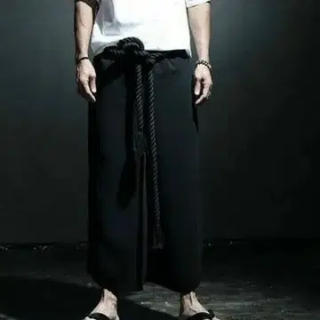 와이드 팬츠 남성용 모드 스타일 크롭 팬츠 개성있는 사루엘 팬츠
