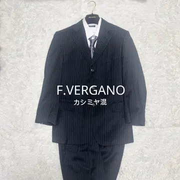F.VERGANO 캐시미어 혼방 울 스트라이프 수트 블랙 170