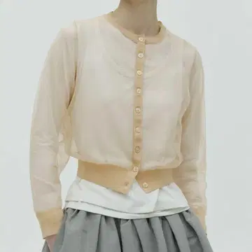 H&M 시어 가디건 S 베이지 새상품