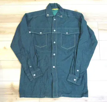 70s 빈티지 그린 데님 BD 셔츠