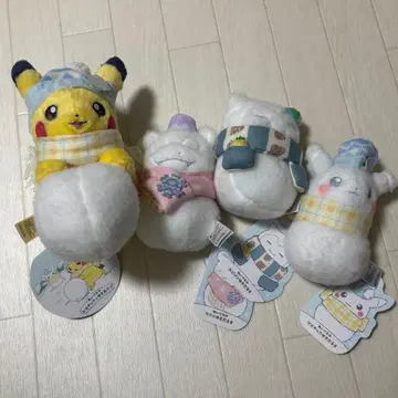 피카츄 카비곤 야돈 눈놀이 눈사람 봉제 인형 컴프세트