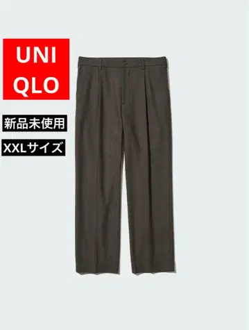 미사용 새상품 유니클로 턱 와이드 팬츠 브러쉬드 트윌 기장 70~76cm