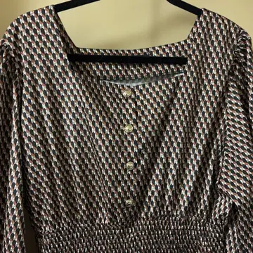 기하학 패턴 긴팔 원피스